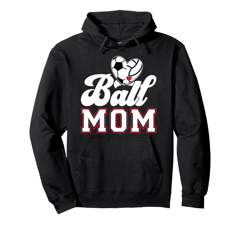 Ball Mom Soccer Volleyball Mom Hoodie - Fun Novelty Design for Adults