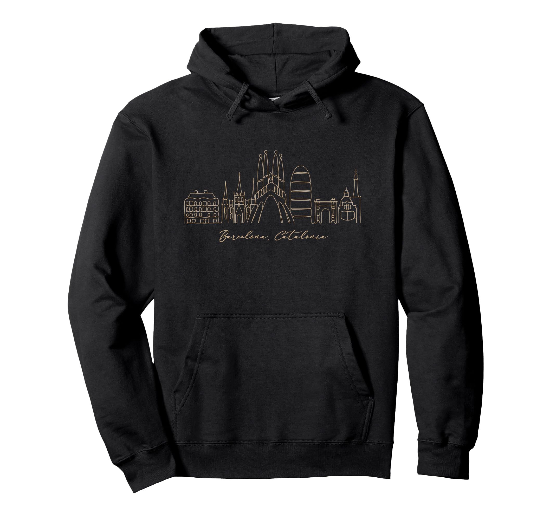 Signature Barcelona City Skyline Hoodie - Graphic Print for Adults