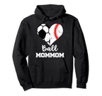 Ball Mommom Heart Funny Soccer Baseball Hoodie - Minimalist Print Unisex