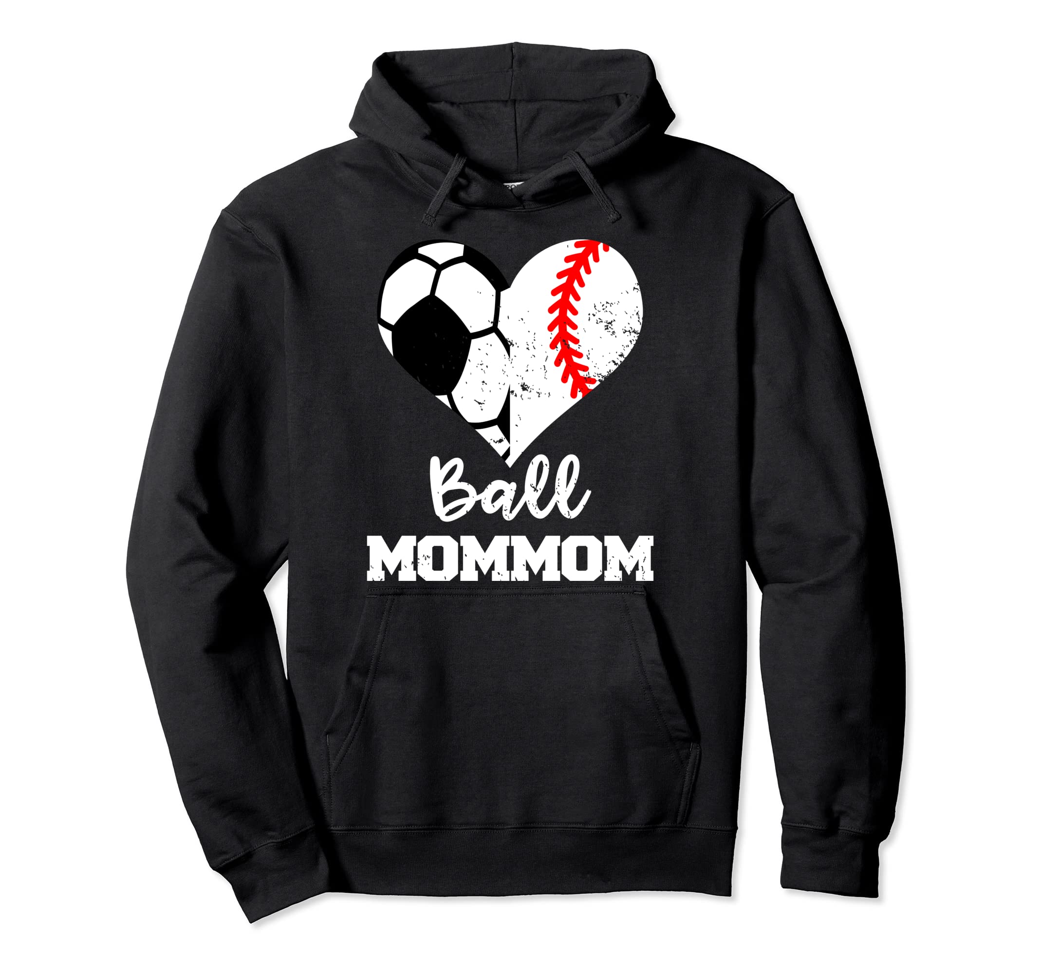Ball Mommom Heart Funny Soccer Baseball Hoodie - Minimalist Print Unisex