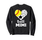 Ball Mimi Heart Funny Softball Sweatshirt - Trendy Graphic Unisex