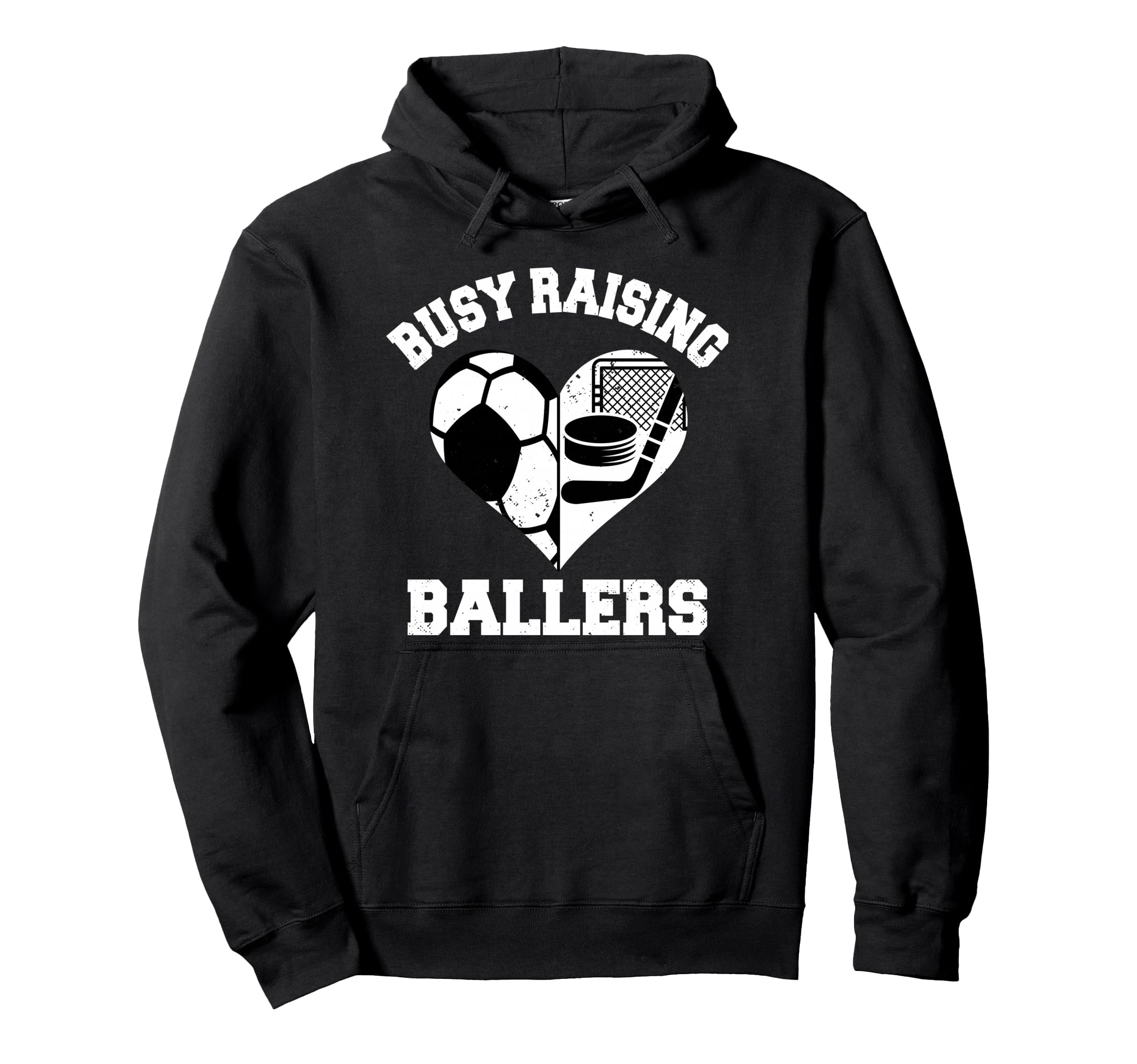 Busy Raising Ballers Soccer Hockey Hoodie - Fun Novelty Design for Adults
