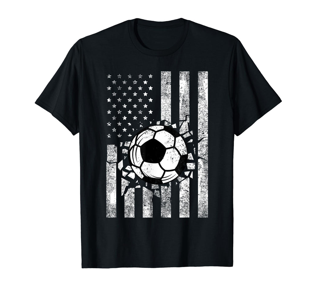 Soccer Usa Flag Funny American Distressed T-Shirt - Trendy Graphic Unisex