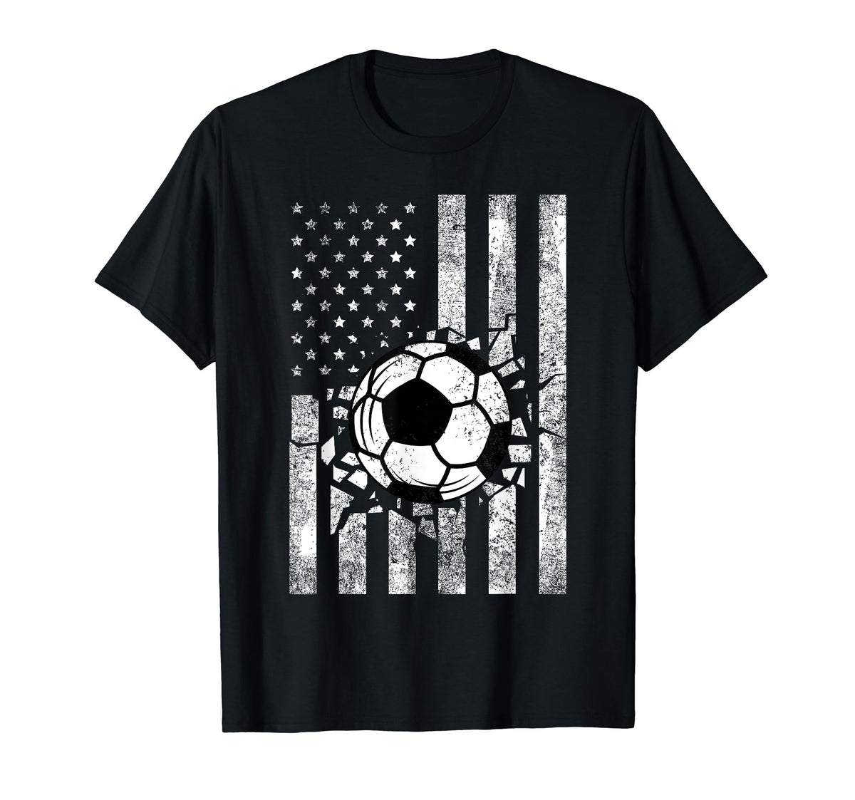 Soccer Usa Flag Funny American Distressed T-Shirt - Trendy Graphic Unisex