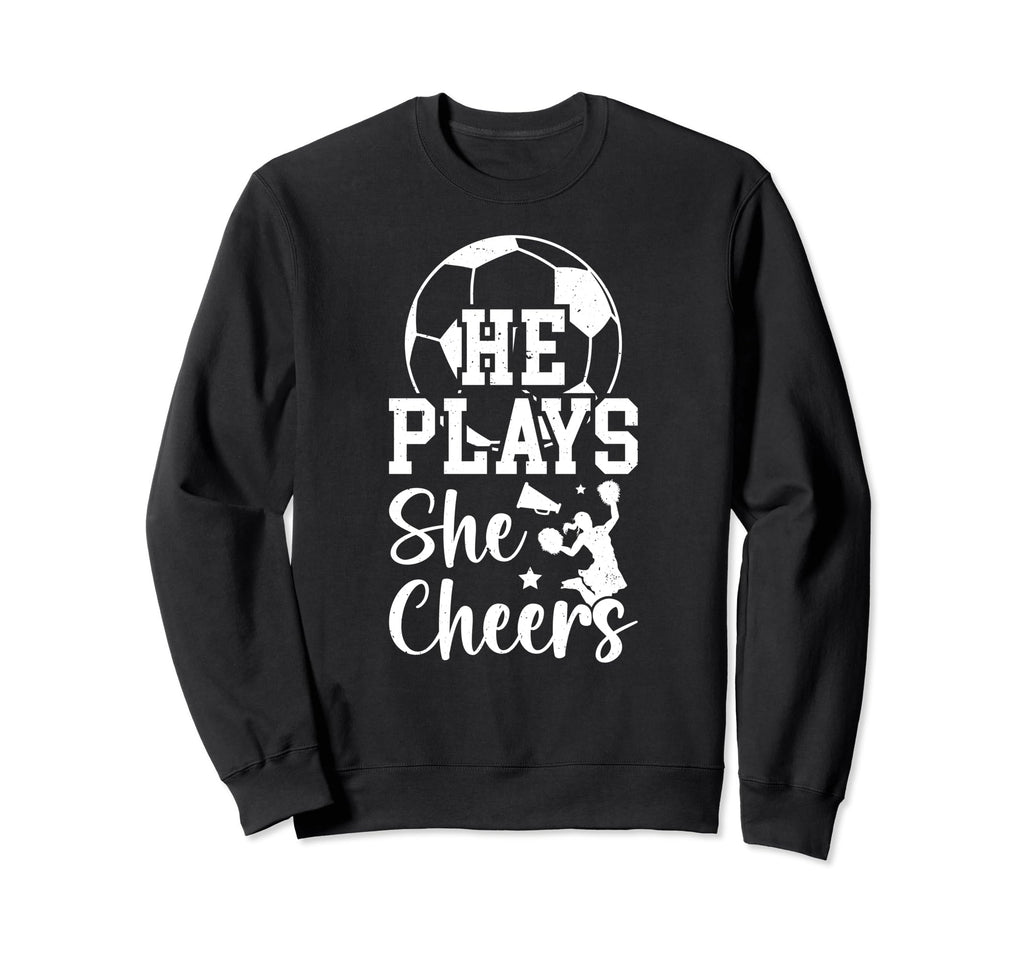 He Plays She Cheers Soccer And Sweatshirt - Custom Art Print for Adults