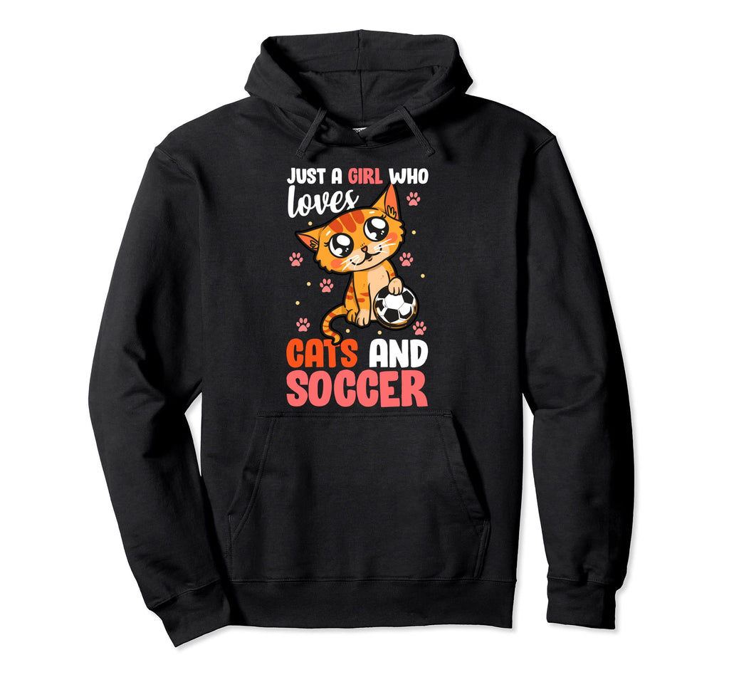 Just Who Loves Cats And Soccer Kitten Hoodie - Graphic Print for Adults