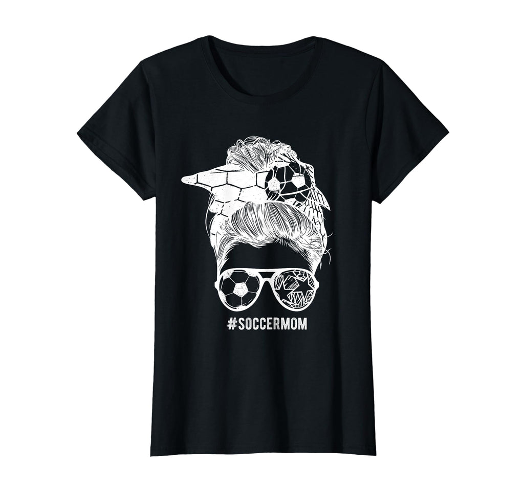 Soccer Mom Messy Bun Hair Soccer T-Shirt - Aesthetic Graphic for Adults
