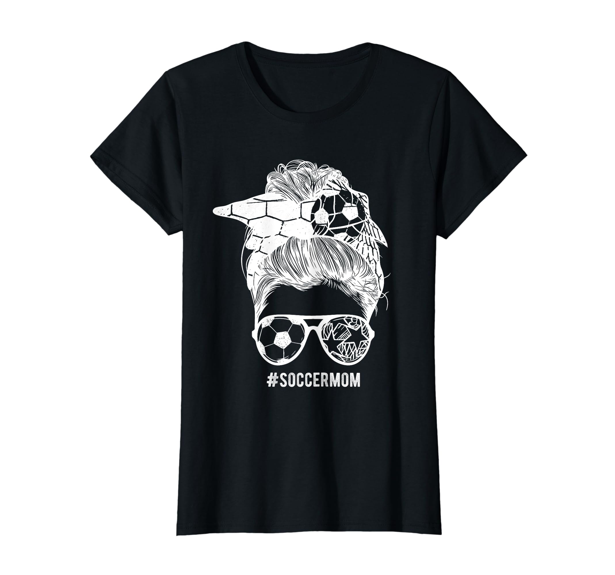 Soccer Mom Messy Bun Hair Soccer T-Shirt - Aesthetic Graphic for Adults