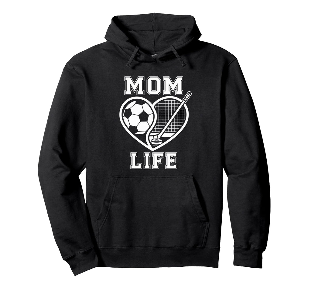 Mom Life Heart Funny Soccer Hoodie - Casual Everyday Wear for Adults