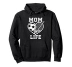 Mom Life Heart Funny Soccer Hoodie - Casual Everyday Wear for Adults