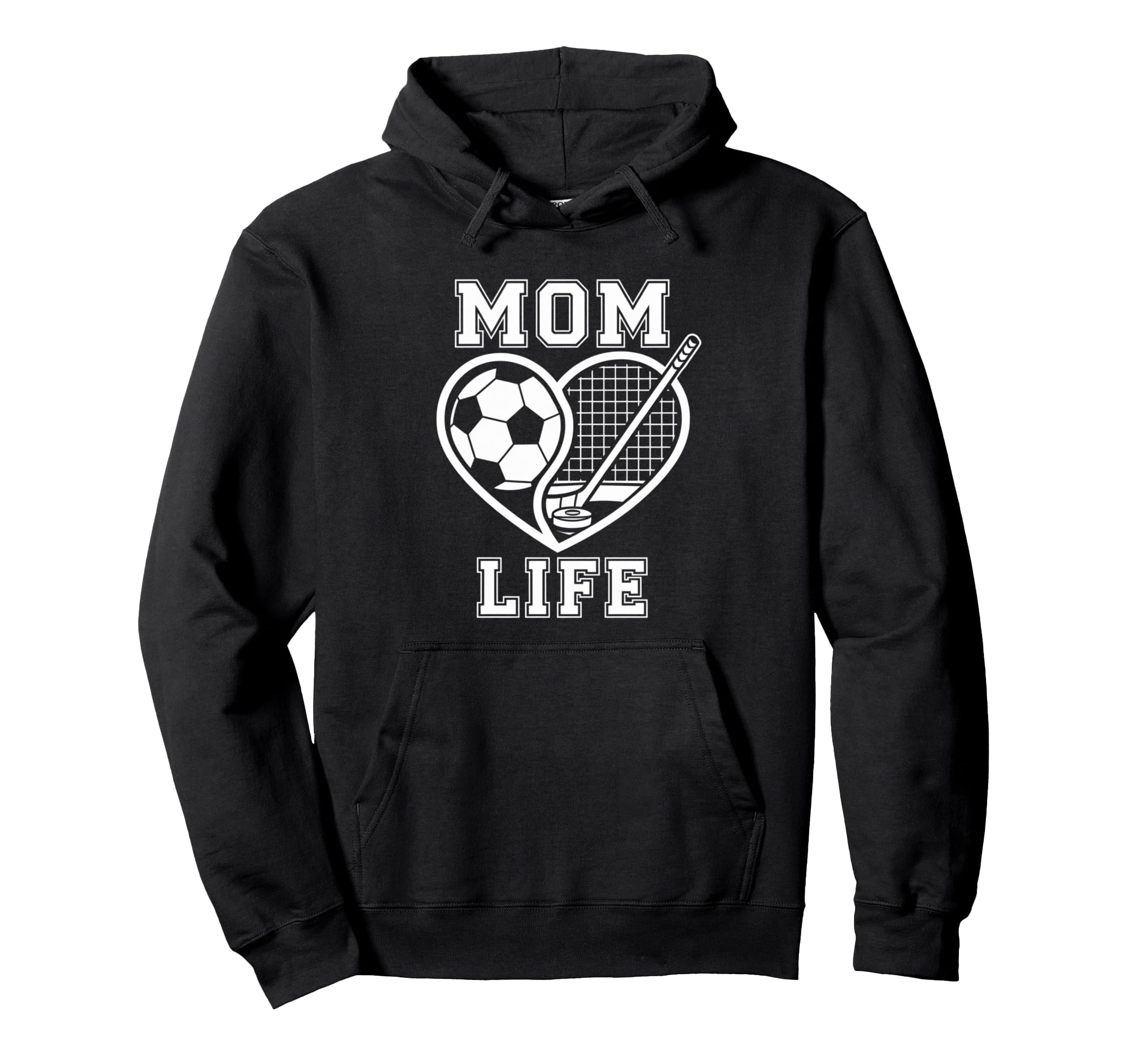 Mom Life Heart Funny Soccer Hoodie - Casual Everyday Wear for Adults
