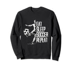 Eat Sleep Soccer Repeat Soccer Player Sweatshirt - Graphic Print for Adults