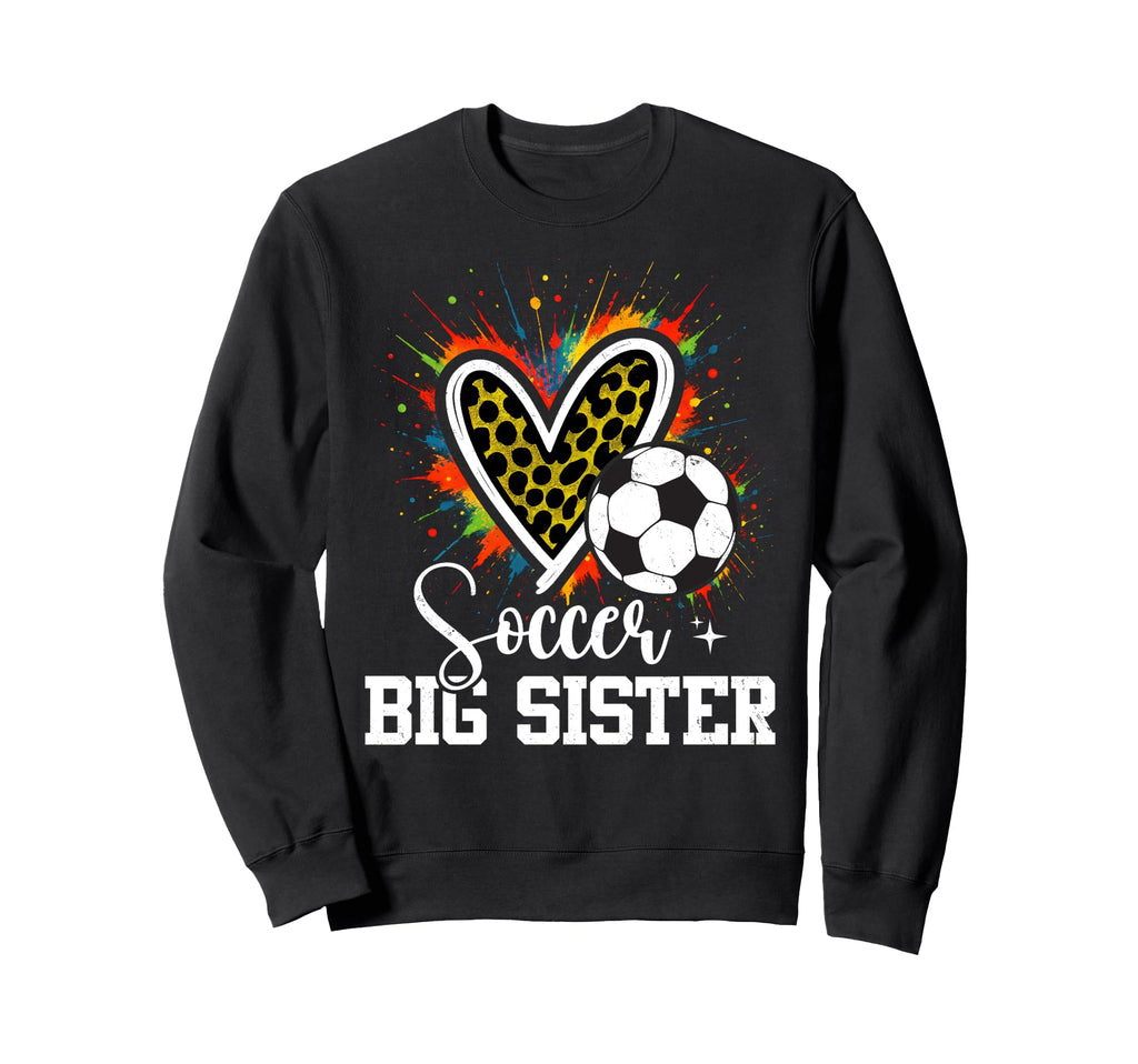 Soccer Big Sister Leopard Heart Sweatshirt - Streetwear Style Unisex