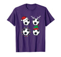 Soccer Ball Santa Hat Elf Reindeer T-Shirt - Fun Novelty Design Men Women