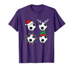 Soccer Ball Santa Hat Elf Reindeer T-Shirt - Fun Novelty Design Men Women