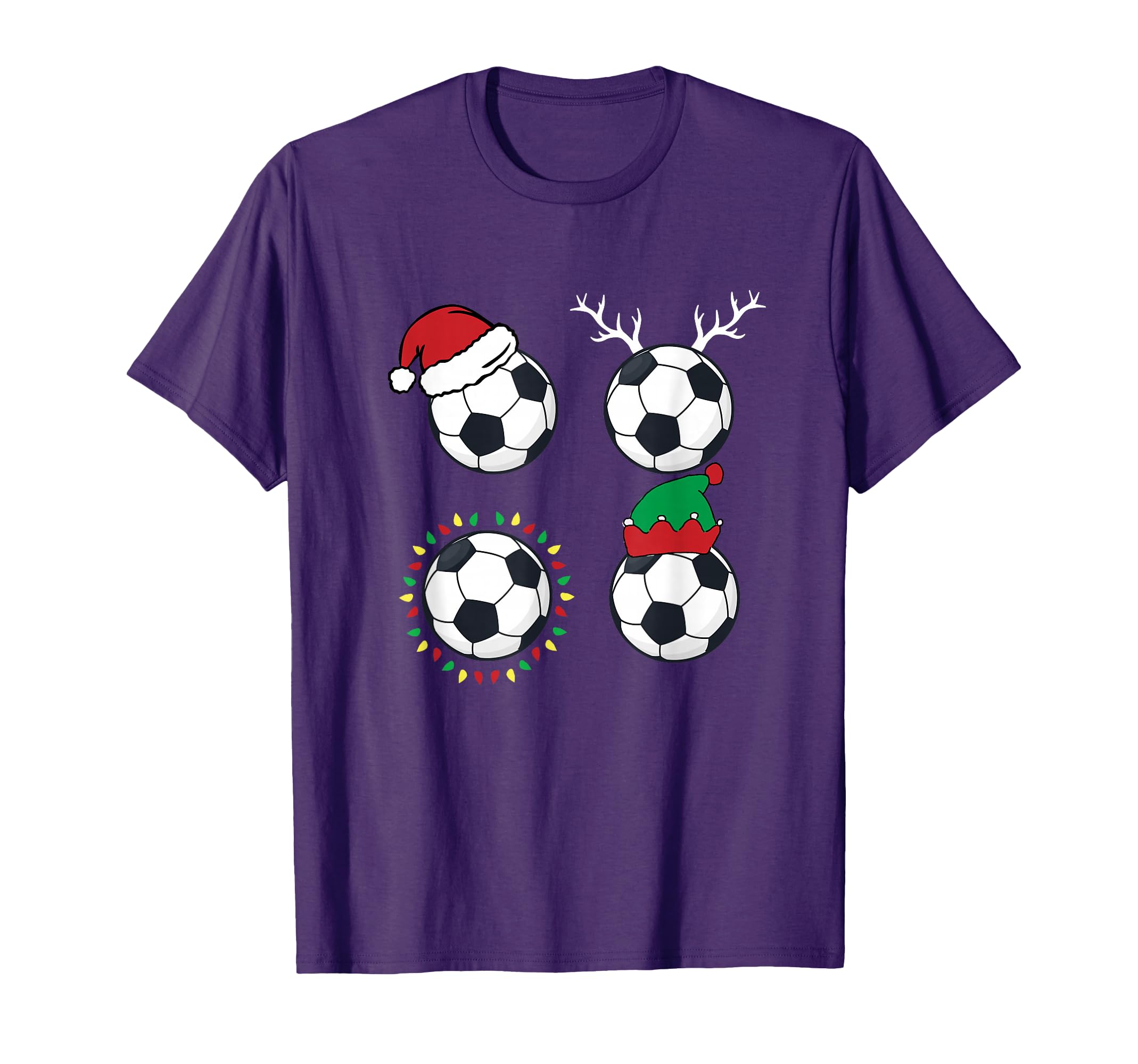 Soccer Ball Santa Hat Elf Reindeer T-Shirt - Fun Novelty Design Men Women