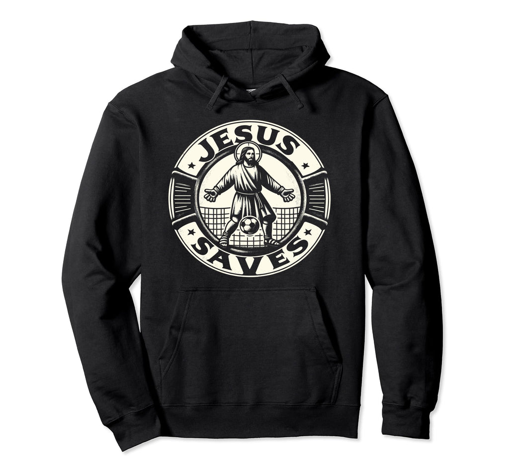 Jesus Saves Soccer Goalie Hoodie - Fun Novelty Design Men Women