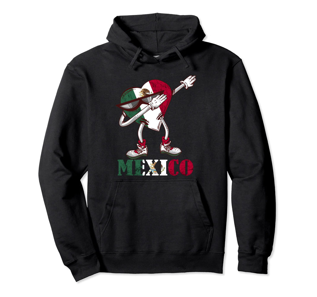 Mexico Flag Heart Dabbing Mexican Flag Hoodie - Graphic Print Men Women