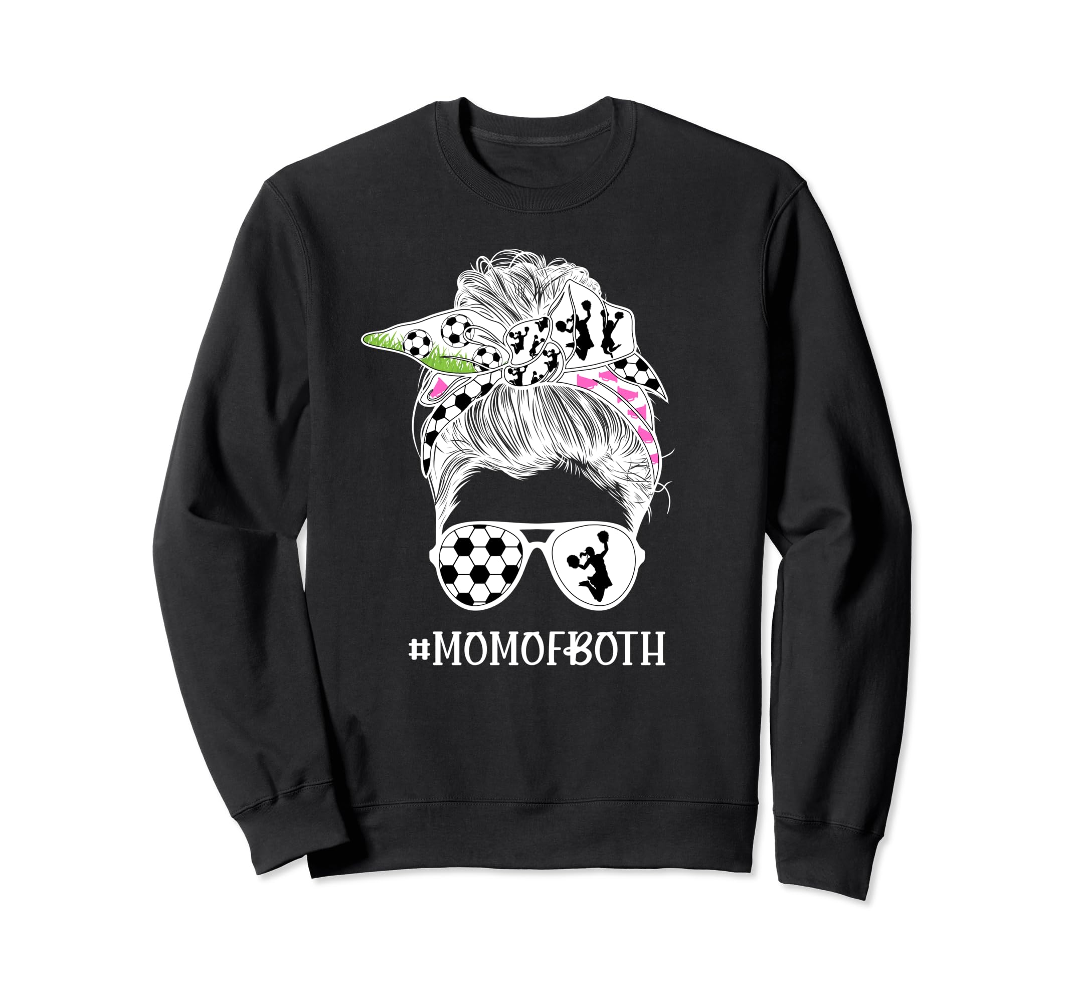 Mom Both Messy Bun Cheerleader Sweatshirt - Unique Graphic Men Women