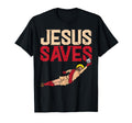 Jesus Saves Soccer Football Goalie T-Shirt - Minimalist Print Men Women