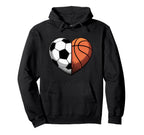 Soccer And Basketball Heart Sports Hoodie - Novelty Apparel for Adults