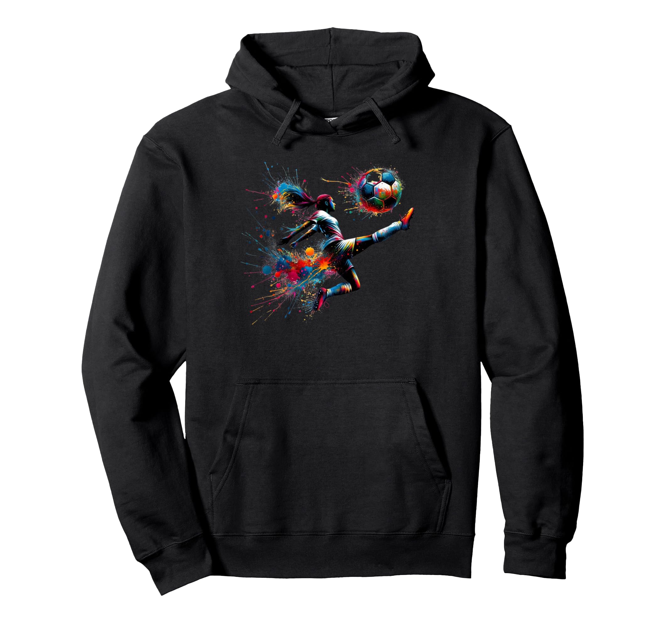 Soccer Player Kicking Ball Colorful Hoodie - Aesthetic Graphic for Adults