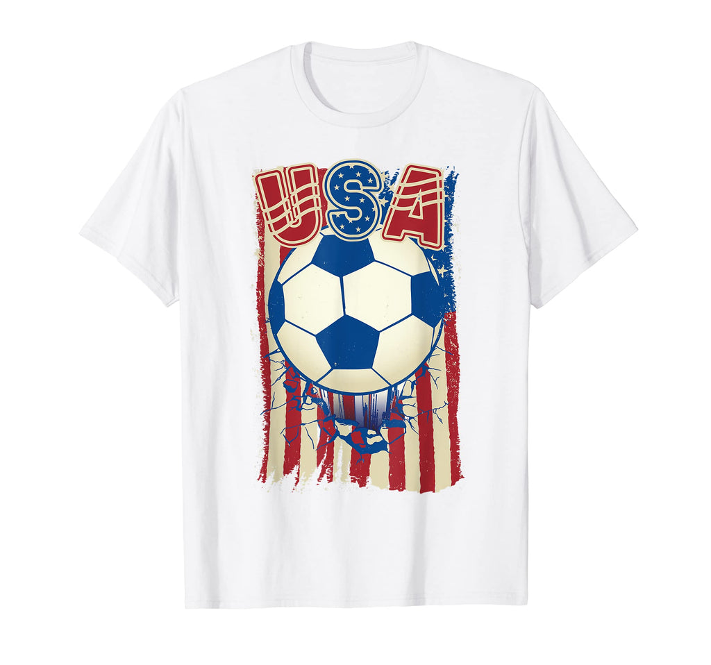 Soccer Ball U S Flag Soccer Fans T-Shirt - Casual Everyday Wear Men Women