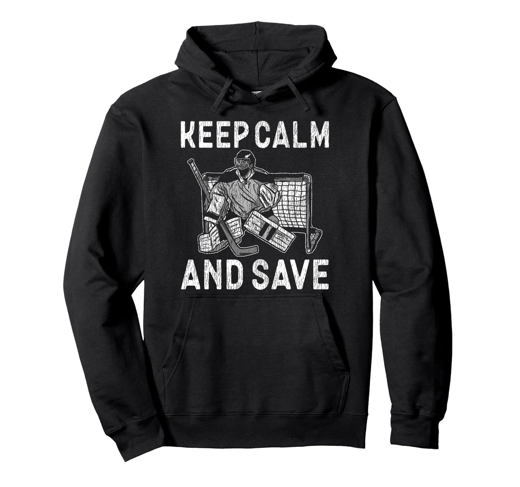 Ice Hockey Goalie Goalkeeper Keep Calm Hoodie - Aesthetic Graphic Unisex