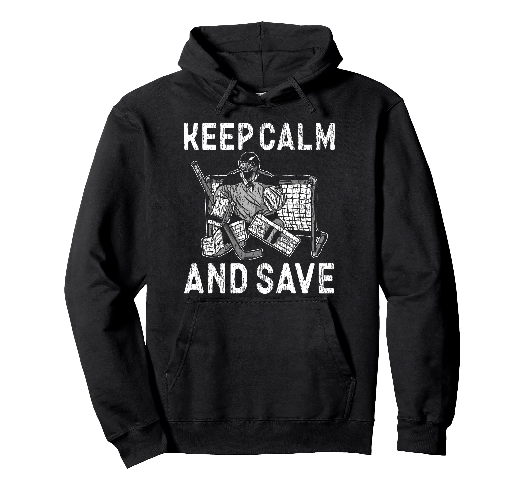 Ice Hockey Goalie Goalkeeper Keep Calm Hoodie - Aesthetic Graphic Unisex