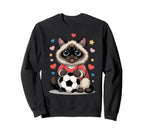 Kawaii Soccer Cat Just Who Loves Sweatshirt - Custom Art Print for Adults