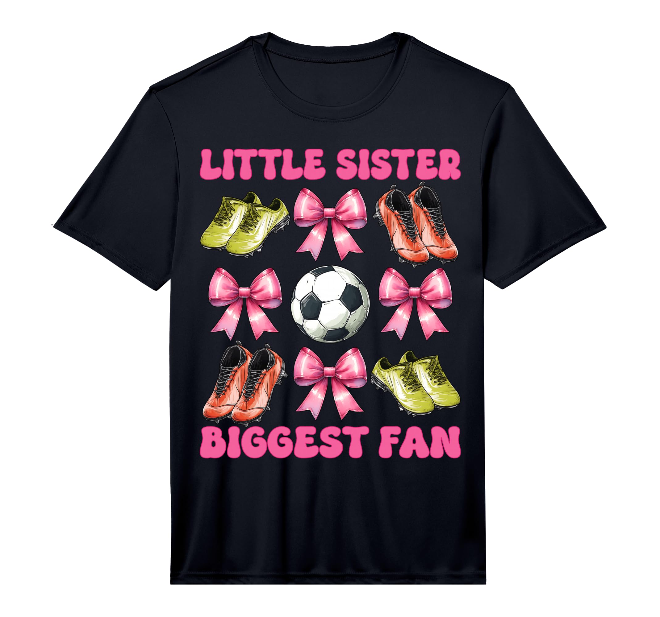 Little Sister Biggest Fan Soccer Sister T-Shirt - Unique Graphic Men Women