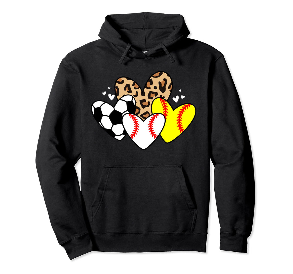 Baseball Softball Soccer Heart Funny Hoodie - Streetwear Style for Adults