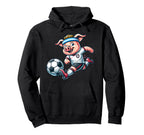 Football Pig Mascot Playing Soccer Hoodie - Fun Novelty Design Unisex