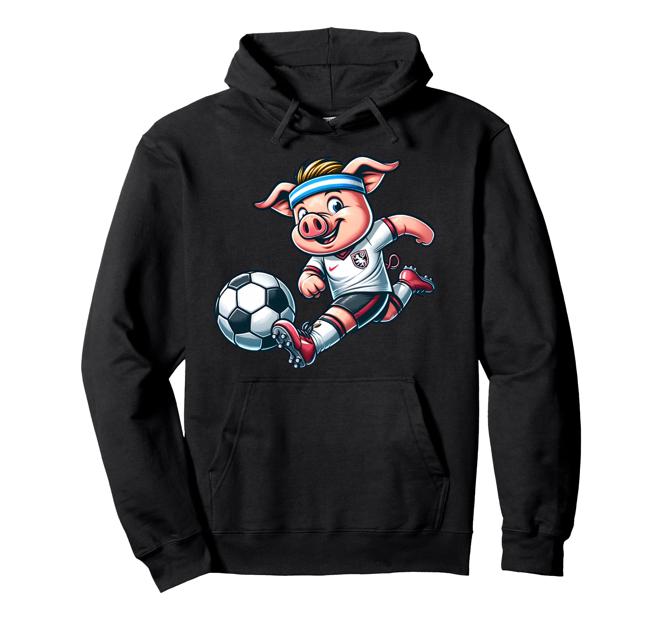 Football Pig Mascot Playing Soccer Hoodie - Fun Novelty Design Unisex