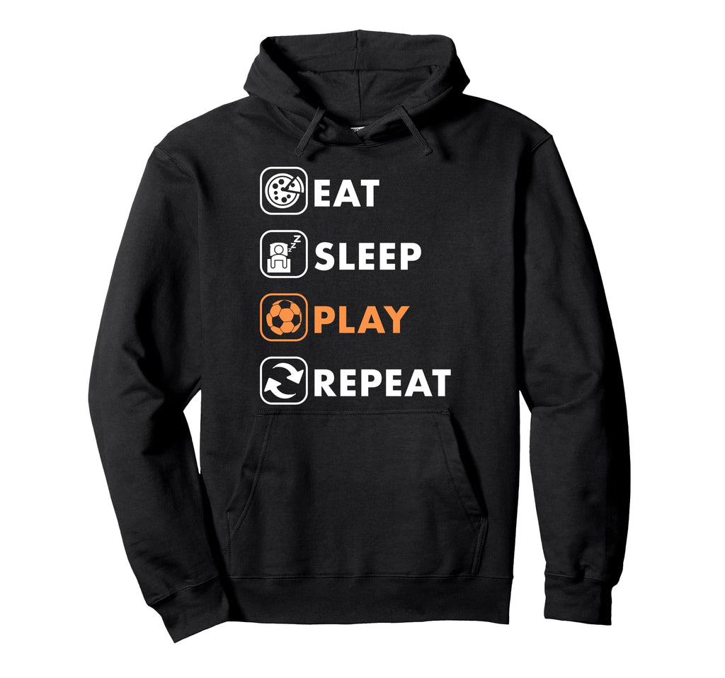 Trendy Eat Sleep Soccer Repeat List Hoodie - Graphic Print for Adults