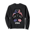 Usa Flag America Hairbun Football Sweatshirt - Novelty Apparel Unisex