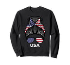 Usa Flag America Hairbun Football Sweatshirt - Novelty Apparel Unisex