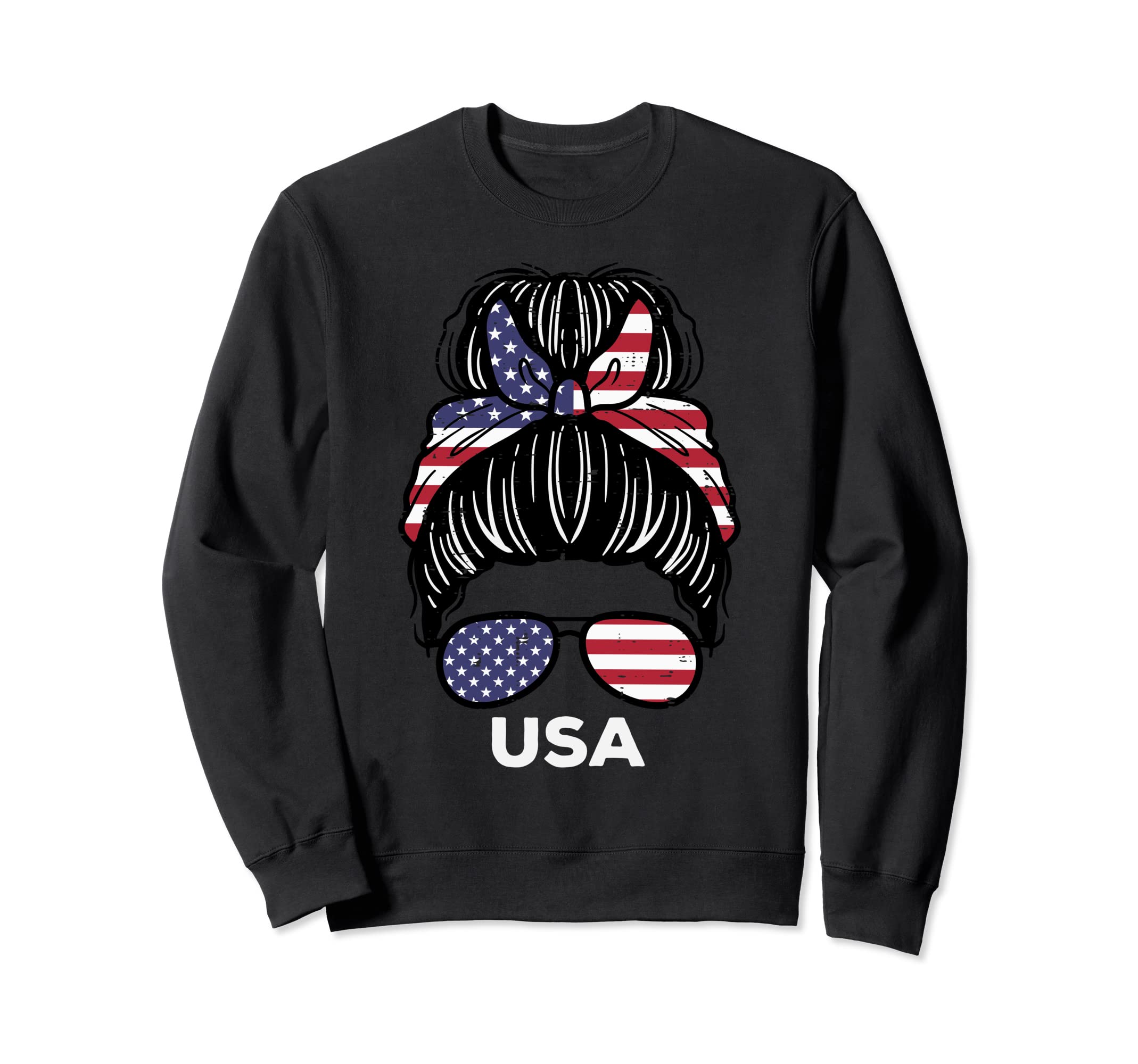 Usa Flag America Hairbun Football Sweatshirt - Novelty Apparel Unisex