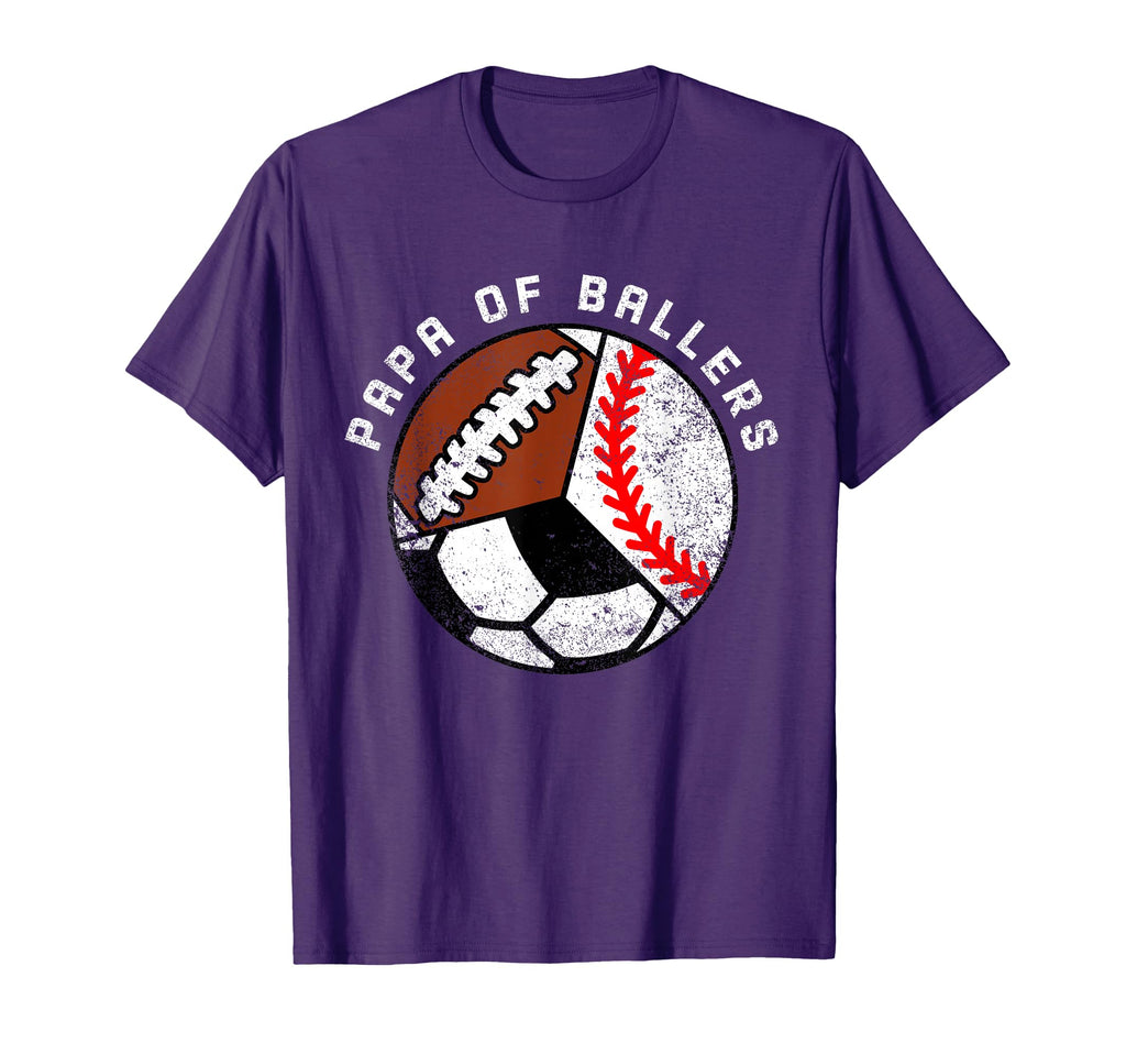 Papa Ballers Funny Baseball T-Shirt - Casual Everyday Wear for Adults