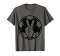 Soccer Peace Sign V Fingers Ball T-Shirt - Casual Everyday Wear Men Women