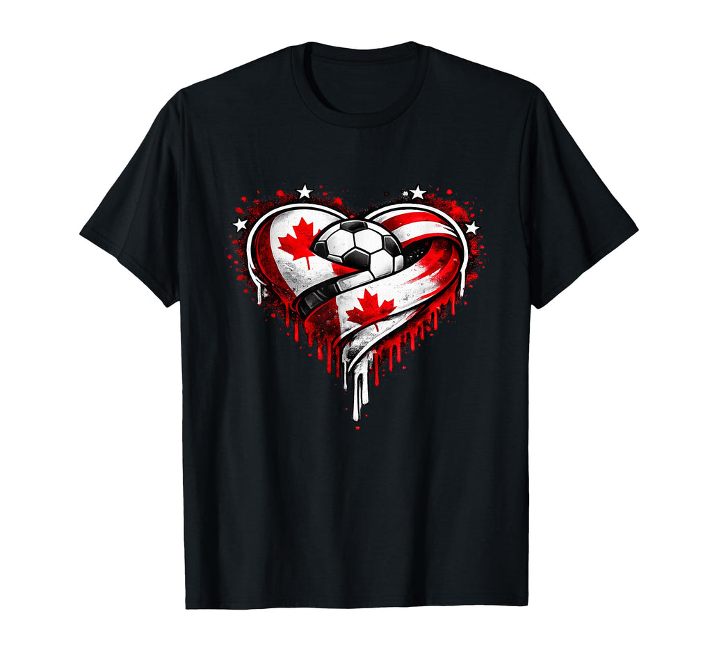 Canada Soccer Ball Flag Love Drip T-Shirt - Novelty Apparel Unisex