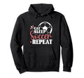 Soccer Player Funny Eat Sleep Hoodie - Casual Everyday Wear for Adults