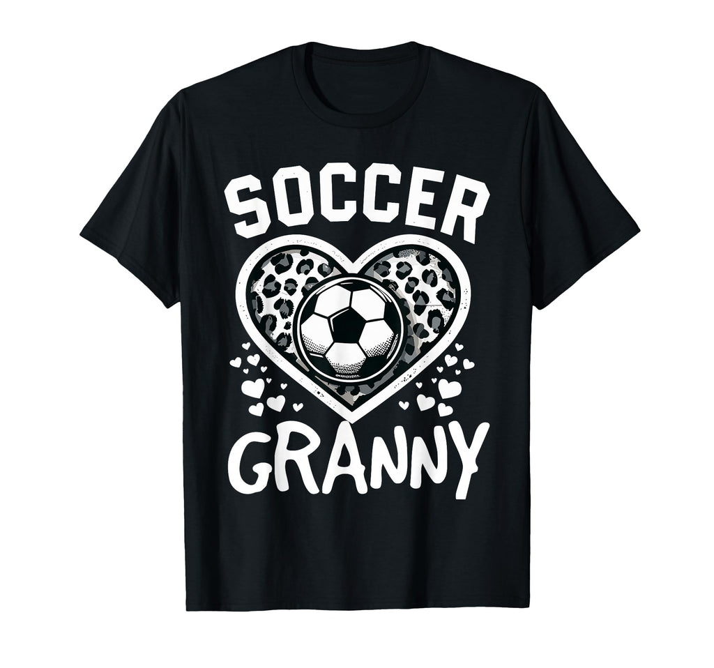 Soccer Granny Leopard Heart Granny T-Shirt - Casual Everyday Wear Unisex