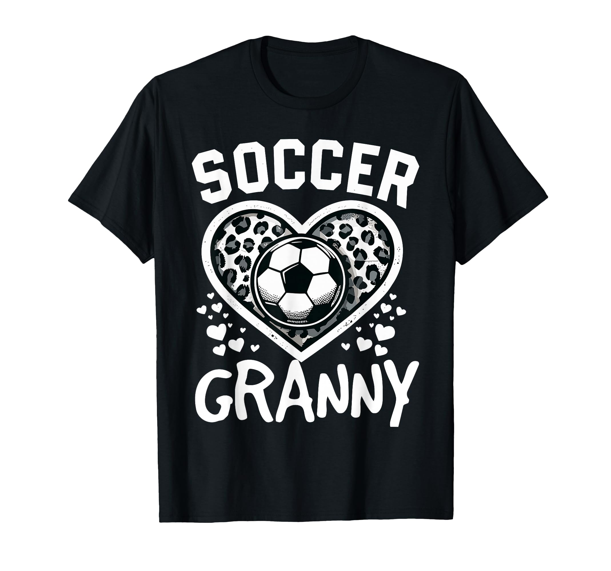 Soccer Granny Leopard Heart Granny T-Shirt - Casual Everyday Wear Unisex