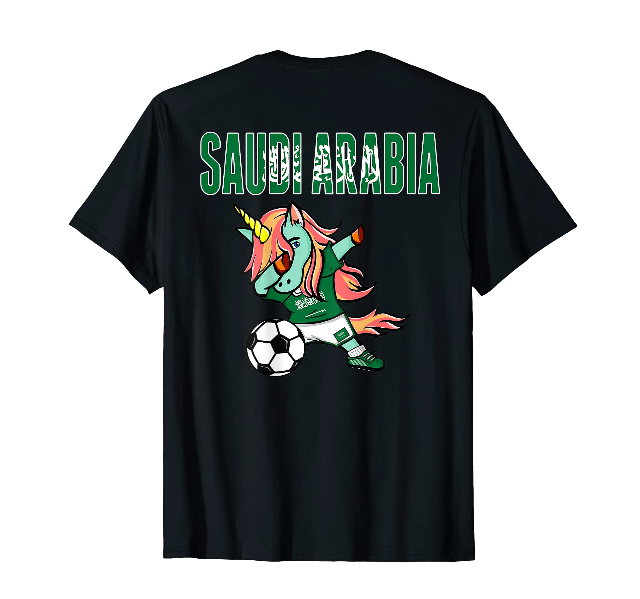 Dabbing Unicorn Saudi Arabia Soccer T-Shirt - Novelty Apparel Men Women