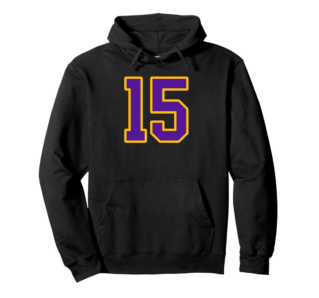 Purple And Gold Number 15 Jersey Hoodie - Aesthetic Graphic Men Women