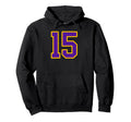 Purple And Gold Number 15 Jersey Hoodie - Aesthetic Graphic Men Women