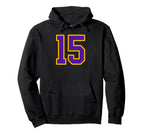 Purple And Gold Number 15 Jersey Hoodie - Aesthetic Graphic Men Women