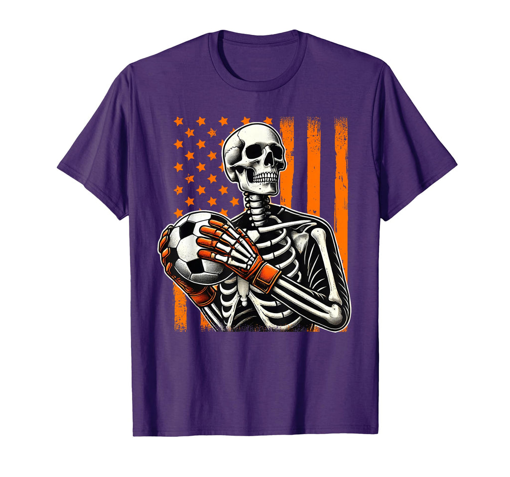 Skeleton Goalkeeper Holding Soccer T-Shirt - Unique Graphic for Adults