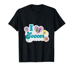 I Love Soccer Funny Soccer Flowers T-Shirt - Aesthetic Graphic for Adults